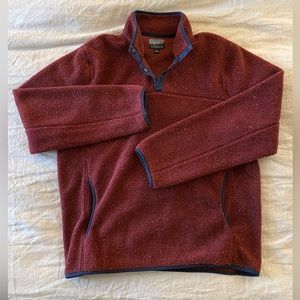 J.Crew Nordic Fleece Pullover — Size Large — Maroon with white speck & blue trim